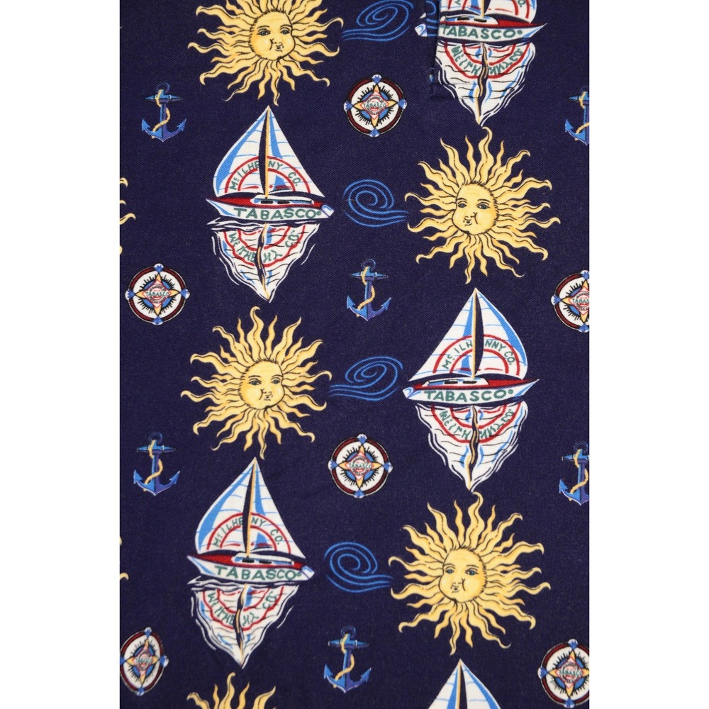 Vintage Tabasco Polo Shirt Mens XL Blue Nautical Sun Sailboat Print Graphic‎ 90s - Picture 5 of 8